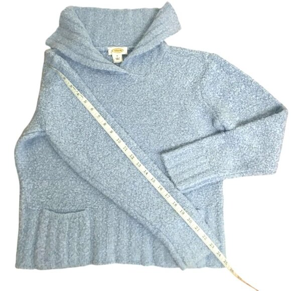 Talbots Women Light Blue Open Cowl Neck Pullover Sweater Pockets Ribbed Hem Sz M - Picture 7 of 7
